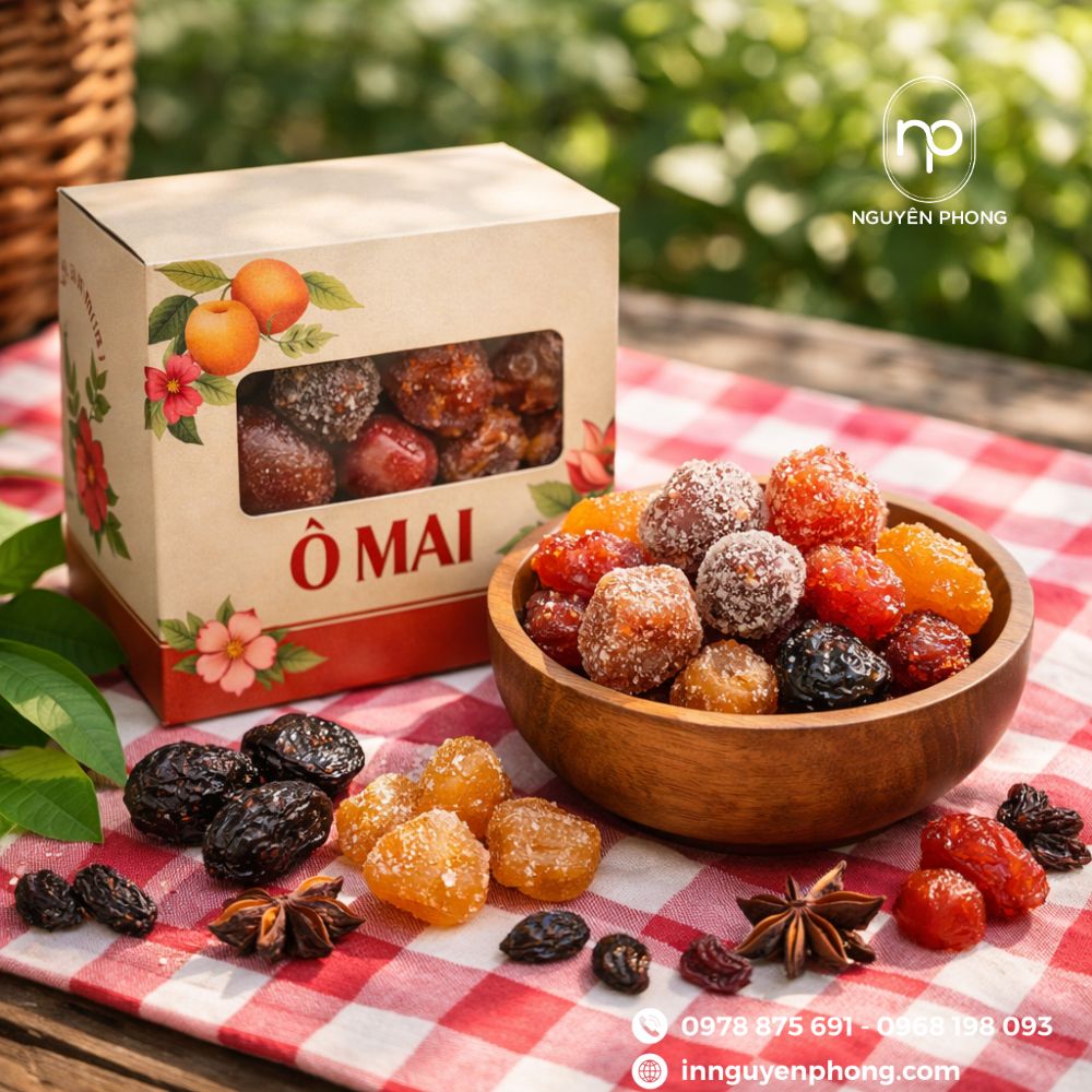 Mẫu thiết kế hộp đựng ô mai mặt nhựa 